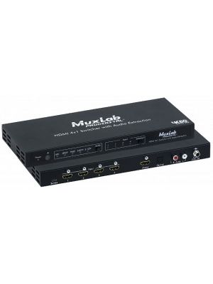Muxlab 500437 HDMI 4×1 Switcher with Audio Extraction, 4K/60