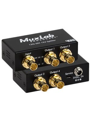 Muxlab 500727 12G-SDI 1X4 Splitter, 4K/60