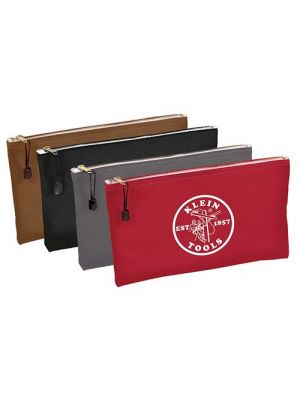 Klein Tools 5141 Zipper Bags, Canvas Tool Pouches Brown/Black/Gray/Red (4 Pack)