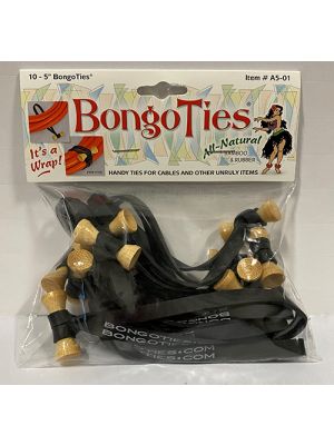 Bongo Ties A5-01 ALL-BLACK 5 inch BongoTies (10-pack)