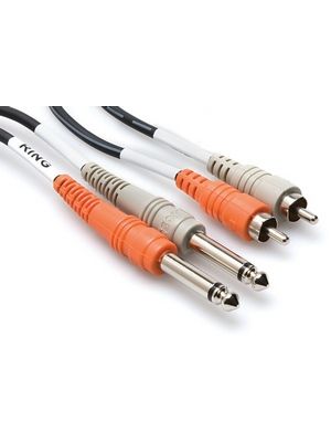 Hosa CPR-202 Patch Cord Dual 1/4 inch Mono Males to Dual RCA Plugs - 2 Meters