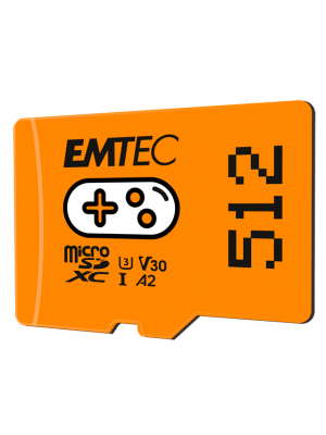 EMTEC ECMSDM512GXCU3G microSD UHS-I U3 V30 A1/A2 Gaming 512GB microSD Card (Orange)