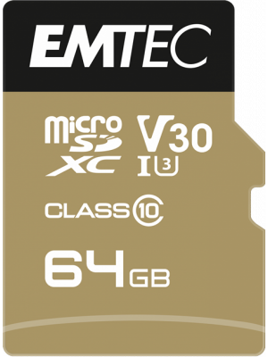 EMTEC ECMSDM64GXC10SP microSD UHS-I U3 A1, A2 SpeedIN Pro 64GB microSD Card