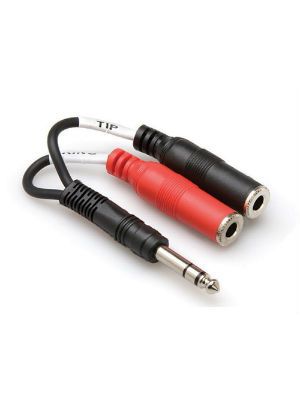 Hosa YPP-117 1/4 inch TRS to Dual 1/4 inch TS Female Y Cable (6 Inch)