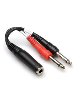 Hosa YPP-136 Stereo 1/4-Inch Phone Female - Two Mono 1-Tip and 1-Ring 1/4-Inch Phone Male Y Cable (6 Inch)