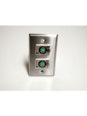 RapcoHorizon SP-2D3F Stainless Steel Wall Plate w/ Two XLR Female Connectors