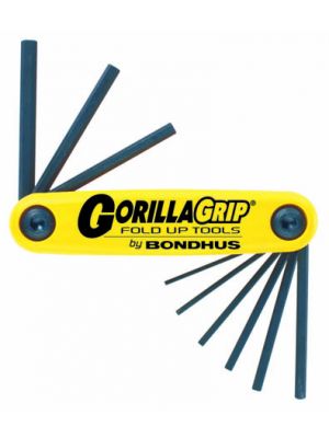 Wiha 12589 Bondhus GorillaGrip Fold-Up Hex Key Set (5/64-1/4 inch)