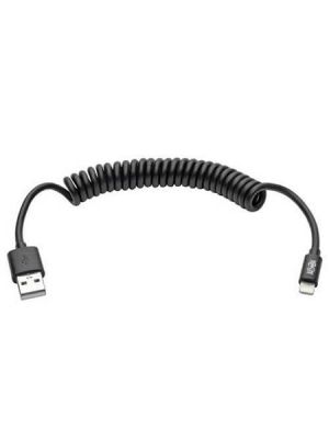 Tripp Lite M100-004COIL-BK USB Sync/Charge Coiled Cable with Lightning Connector (M/M), Black (4 FT)
