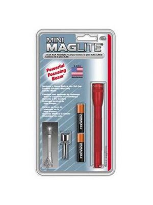 MagLite M3A036 Mini Incandescent Red Flashlight with Batteries