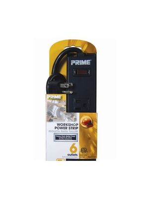 Prime Wire PB801123 6-Outlet Black Metal Power Strip w/ 3FT Cord