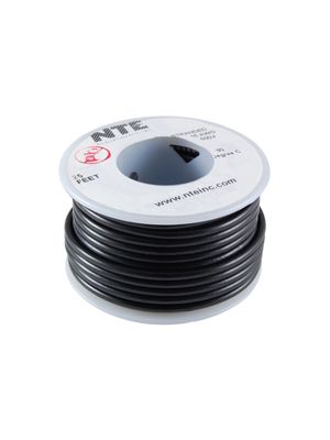 NTE Electronics WH18-00-100 18AWG Stranded Black Hook-Up Wire  (100FT)