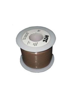 NTE Electronics WH18-01-100 18AWG Stranded Brown Hook-Up Wire (100FT)