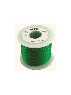 NTE Electronics WH18-05-100 18AWG Stranded Green Hook-Up Wire (100FT)