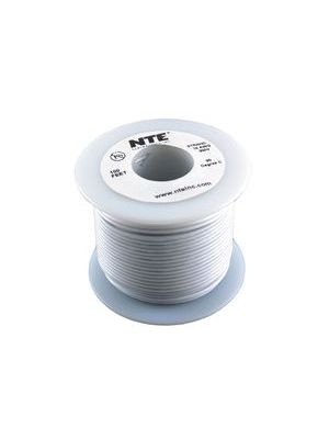 NTE Electronics WH18-09-100 18AWG Stranded White Hook-Up Wire (100FT)