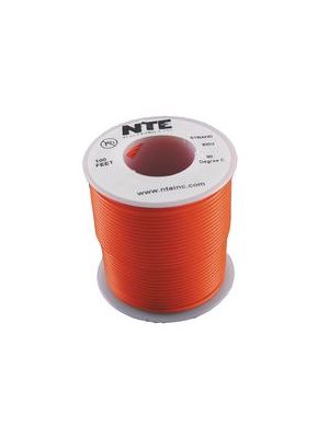 NTE Electronics WH18-03-100 18AWG Stranded Orange Hook-Up Wire (100FT)