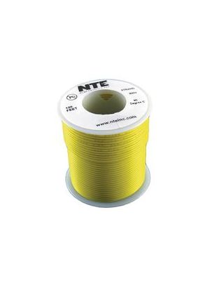 NTE Electronics WH18-04-100 18AWG Stranded Yellow Hook-Up Wire (100FT)