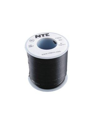NTE Electronics WH22-00-100 22AWG Stranded Black Hook-Up Wire (100FT)