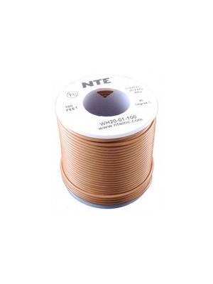 NTE Electronics WH20-01-100 20AWG Stranded Brown Hook-Up Wire (100FT)