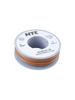 NTE Electronics WH22-01-25 22AWG Stranded Brown Hook-Up Wire (25FT)