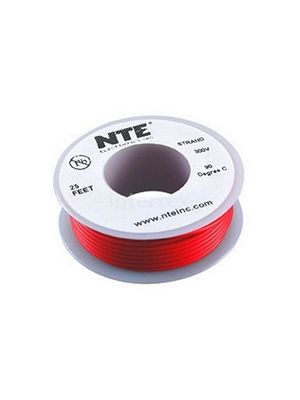 NTE Electronics WH20-02-25 20AWG Stranded Red Hook-Up Wire (25FT)