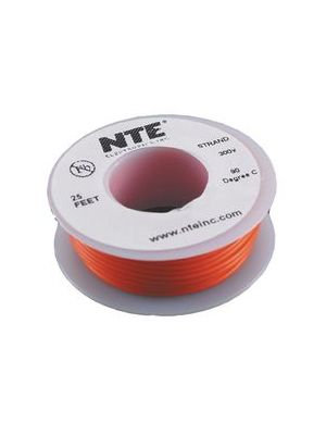 NTE Electronics WH20-03-25 20AWG Stranded Orange Hook-Up Wire (25FT)