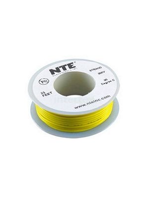 NTE Electronics WH20-04-25 20AWG Stranded Yellow Hook-Up Wire (25FT)