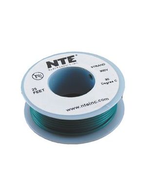 NTE Electronics WH20-05-25 20AWG Stranded Green Hook-Up Wire (25FT)