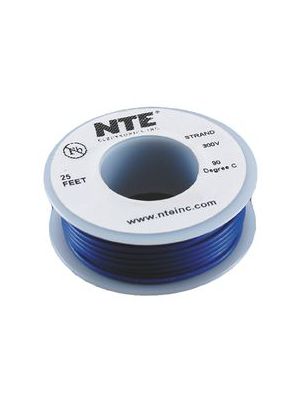 NTE Electronics WH20-06-25 20AWG Stranded Blue Hook-Up Wire (25FT)