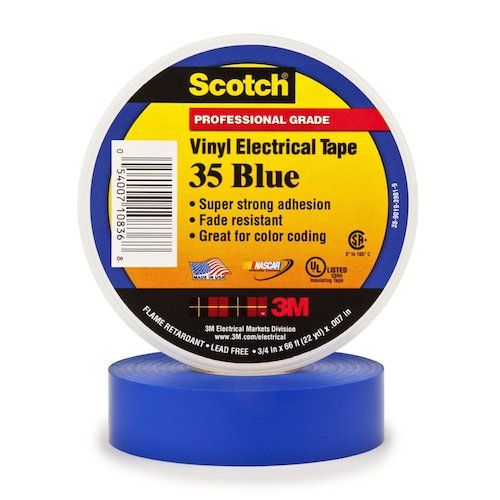 Verslaving Keel Creatie 3M 35-3/4-6 Scotch Brand Vinyl Electrical Tape - Blue