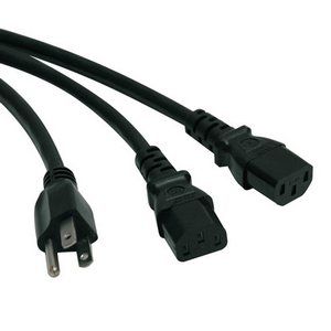 14"inch short Power Y splitter AC Cable/Cord/Wire~Devices/PC/Computer {1C14~2C13 